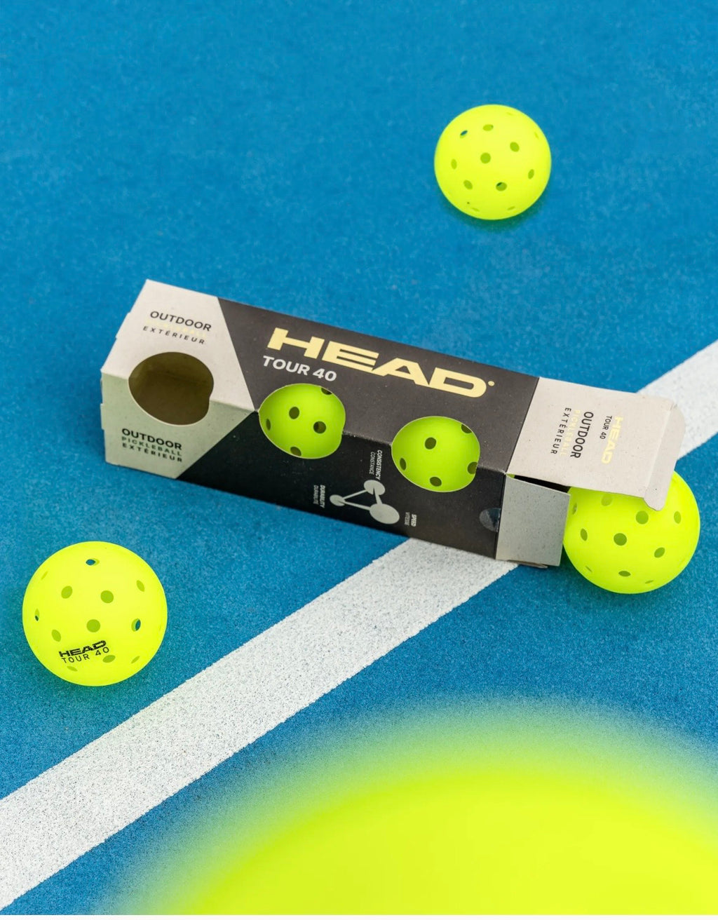 HEAD Tour 40 Pickleballs - 3 Ball Pack